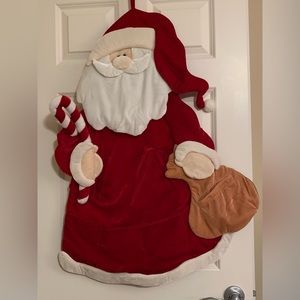 EUC Santa: Door/Wall Hanging, w Gift Bag & Candy Cane, Soft Microfiber, HangLoop